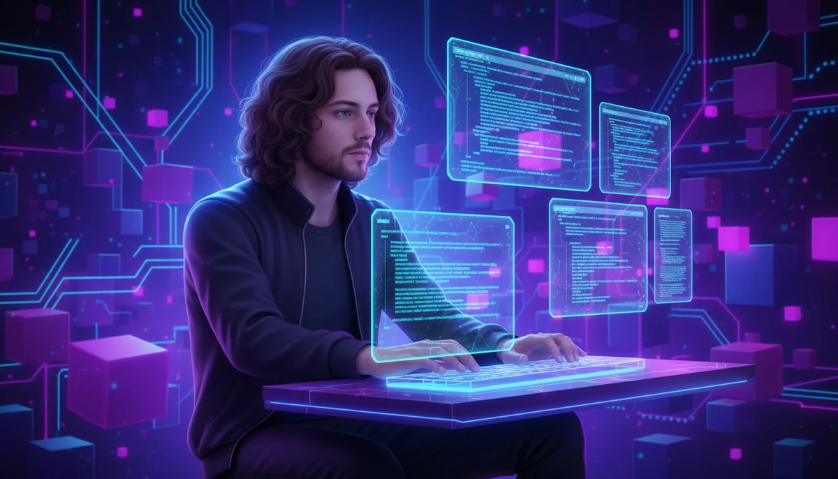 AI generated photorealistic image of myself in front of a PC